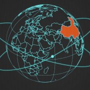 Neon globe with China highlighted