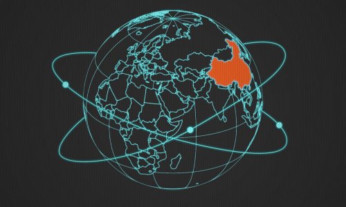 Neon globe with China highlighted